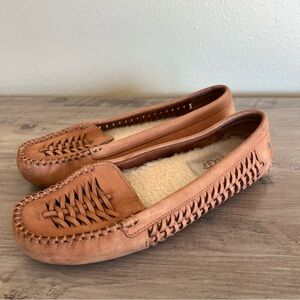 Ugg Australia Clary Woven Moccasin Womens 8 Chestnut Leather Loafer Slippers
